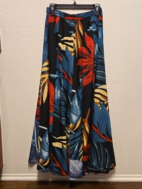 NWOT, Rachael Roy Tropical Print Maxi Skirt Flowing Elastic Waist, Size Small
